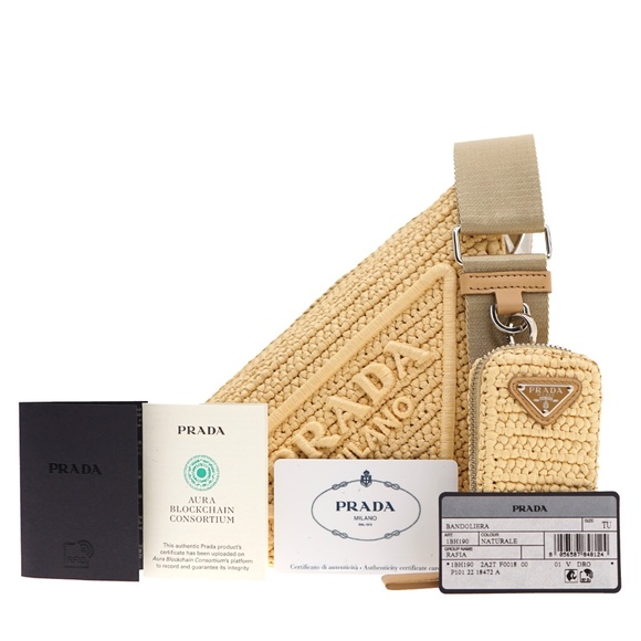 Prada Raffia Crochet Triangle Logo Crossbody 1BH190 New SIMOLI GROUP - Picture 5 of 8